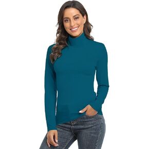 تي شيرت نسائي من TAIPOVE بياقة مدورة وأكمام طويلة من القطن خفيف الوزن كاجوال بطبقة سفلية حرارية قابلة للتمدد in Kuwait