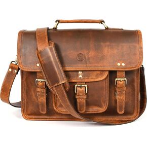حقيبة ماسنجر جلدية عتيقة مقاس 15 بوصة | حقيبة كمبيوتر محمول من شركة Aaron Leather Goods in Kuwait