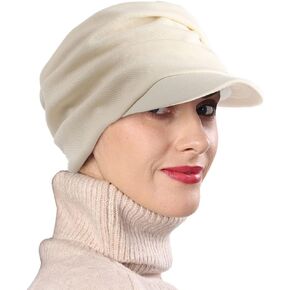 FORBUSITE Women Newsboy Hats Cabbie Cap Chemo Headwear Cancer Hair Loss with Visor