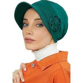 Instant Turban Newsboy Women's Cap, 95% Cotton Bonnet-Hat Scarf Chemo Headwear Visor Cap with Flower in Saudi Arabia