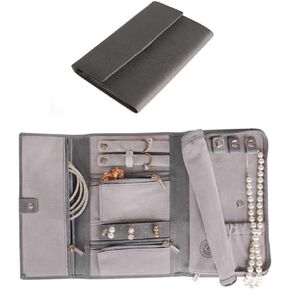حافظة مجوهرات للسفر من جلد سافيانو من CASE ELEGANCE | حقيبة تخزين مجوهرات السفر متعددة الاستخدامات | منظم مجوهرات مدمج وأنيق | صندوق مجوهرات السفر مثالي للقلائد والأقراط والخواتم in Kuwait