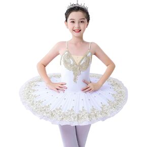 ZX Girls Camisole Skirted Leotard Ballet Dress Sparkle Lace Swan Lake Tutu Ballerina Costumes for Competition 4-13Y