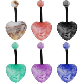 CABBE KALLO 6 قطع حلقات البطن عدة القلب حجر البطن زر خواتم الحب القلب حلقات السرة منحني الحديد ثقب الجسم مجوهرات للنساء مجموعة in Kuwait