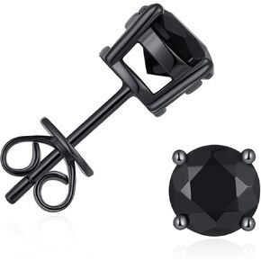 925 Sterling Silver Black Earrings for Men, Natural Black Onyx Stud Earrings for Women Hypoallergenic Perfect Jewelry Gifts