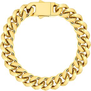 FAMARINE الفولاذ المقاوم للصدأ الكوبية ربط سلسلة أساور للرجال 8/9 بوصة، مربع مربع مشبك ميامي الفضة الكوبية ربط سلسلة سوار in Kuwait