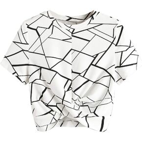 SweatyRocks Women's Casual Twist Front Short Sleeve Crop Top T-Shirt