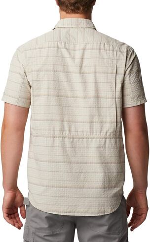 Columbia Men’s Silver Ridge Short Sleeve Seesucker Shirt, Moisture Wicking, Sun Protection, Safari Stripe, Large in Saudi Arabia