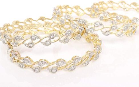 Sukh Collection Jewellery Indian Bollywood Gold Plated Silver American Diamond CZ Made Bangle Bracelets Kadas Set Women Wedding Traditional Bridal Jewelry in Kuwait