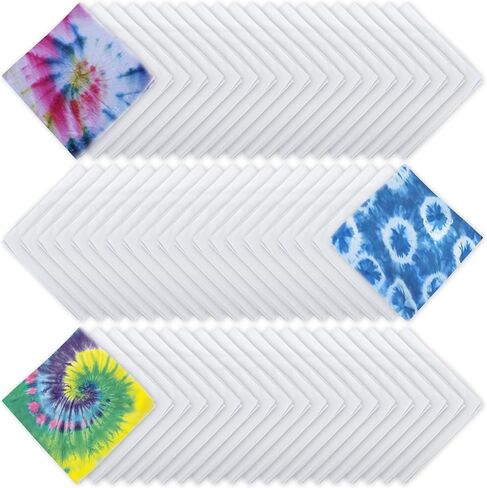 60 قطعة من باندانا بيضاء لصبغ التعادل، باندانا بلون سادة يمكنك صنعها بنفسك مناديل قطنية فارغة مناديل عادية متعددة الأغراض لتصميمات صبغ التعادل، والحرف اليدوية، والرسم، والمشروعات الفنية (22 × 22) in Kuwait
