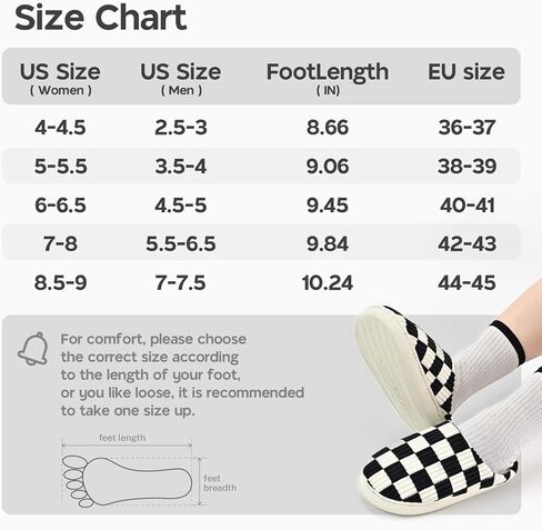 شباشب منزل Eohsnem للنساء والرجال، شباشب غامضة أحذية منزلية من إسفنج الذاكرة شباشب مربعات قطيفة منقوشة منزلقة داخلية وخارجية in Kuwait
