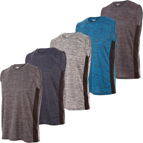 Essential Elements 5 Pack: Men's Active Quick-Dry Athletic Workout Training Gym Muscle Sleeveless Tank Top in Kuwait