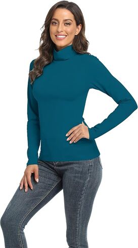 تي شيرت نسائي من TAIPOVE بياقة مدورة وأكمام طويلة من القطن خفيف الوزن كاجوال بطبقة سفلية حرارية قابلة للتمدد in Kuwait