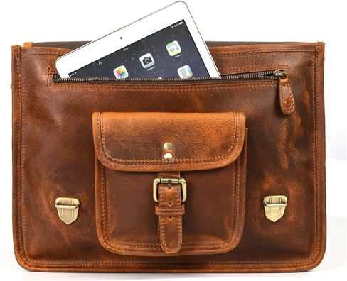 حقيبة ماسنجر جلدية عتيقة مقاس 15 بوصة | حقيبة كمبيوتر محمول من شركة Aaron Leather Goods in Kuwait