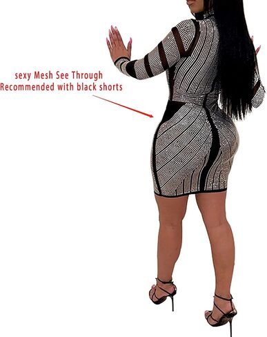 Women Long Sleeve Birthday Dresses Sexy hot Diamond Process Sexy Dress Party Club Night Dress… in Kuwait