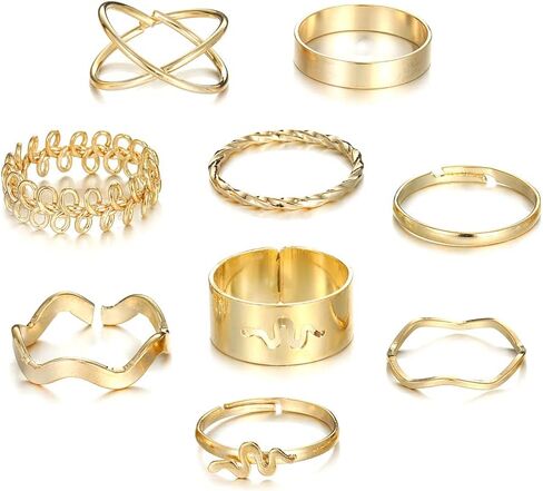 Knuckle Rings Set for Women Girls Snake Chain Stacking Ring Gold Knuckle Rings Set for Women Girls Snake Chain Stacking Ring Vintage BOHO Midi Rings Vintage BOHO Midi Rings for Women Men Hollow Carved Flowers Crystal Rings in Saudi Arabia