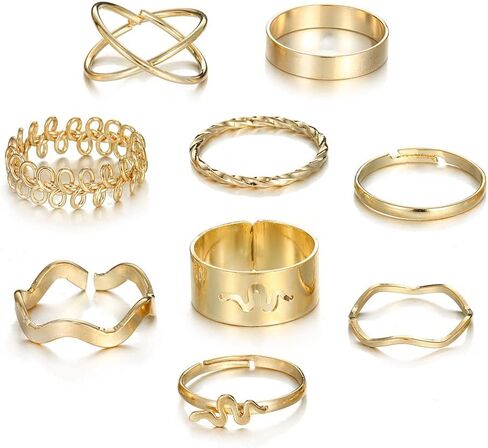 Knuckle Rings Set for Women Girls Snake Chain Stacking Ring Gold Knuckle Rings Set for Women Girls Snake Chain Stacking Ring Vintage BOHO Midi Rings Vintage BOHO Midi Rings for Women Men Hollow Carved Flowers Crystal Rings in Saudi Arabia