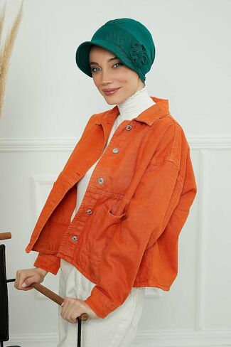 Instant Turban Newsboy Women's Cap, 95% Cotton Bonnet-Hat Scarf Chemo Headwear Visor Cap with Flower in Saudi Arabia