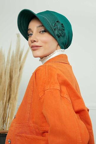 Instant Turban Newsboy Women's Cap, 95% Cotton Bonnet-Hat Scarf Chemo Headwear Visor Cap with Flower in Saudi Arabia