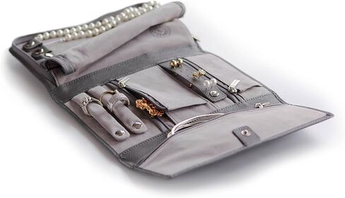 حافظة مجوهرات للسفر من جلد سافيانو من CASE ELEGANCE | حقيبة تخزين مجوهرات السفر متعددة الاستخدامات | منظم مجوهرات مدمج وأنيق | صندوق مجوهرات السفر مثالي للقلائد والأقراط والخواتم in Kuwait