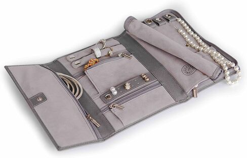 حافظة مجوهرات للسفر من جلد سافيانو من CASE ELEGANCE | حقيبة تخزين مجوهرات السفر متعددة الاستخدامات | منظم مجوهرات مدمج وأنيق | صندوق مجوهرات السفر مثالي للقلائد والأقراط والخواتم in Kuwait