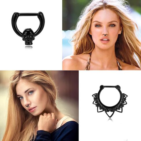 حلقات حاجز الانف من اوغفو، 20 قطعة 16 غرام، مجوهرات ثقب الانف، اقراط انف سوداء على شكل حدوة حصان، اقراط حلقية للانف والشفاه، للنساء والرجال، ستانلس ستيل، زركونيا مكعب, ستانلس ستيل, سي زد in Kuwait