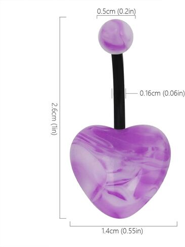 CABBE KALLO 6 قطع حلقات البطن عدة القلب حجر البطن زر خواتم الحب القلب حلقات السرة منحني الحديد ثقب الجسم مجوهرات للنساء مجموعة in Kuwait