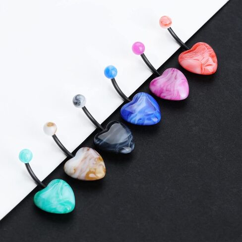 CABBE KALLO 6 قطع حلقات البطن عدة القلب حجر البطن زر خواتم الحب القلب حلقات السرة منحني الحديد ثقب الجسم مجوهرات للنساء مجموعة in Kuwait