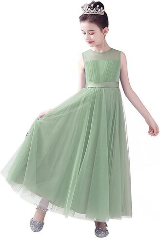 Flower Girl Dresses Junior Bridesmaid Wedding Formal Kids Girls' Special Occasion Princess Dress Tulle Full Length in Saudi Arabia