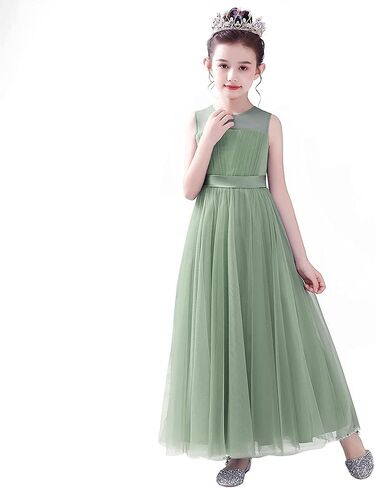 Flower Girl Dresses Junior Bridesmaid Wedding Formal Kids Girls' Special Occasion Princess Dress Tulle Full Length in Saudi Arabia