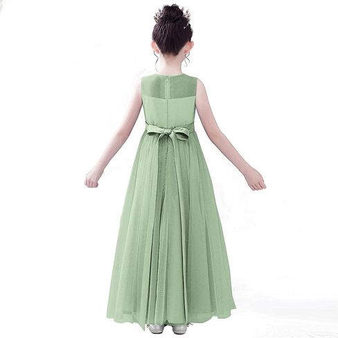 Flower Girl Dresses Junior Bridesmaid Wedding Formal Kids Girls' Special Occasion Princess Dress Tulle Full Length in Saudi Arabia