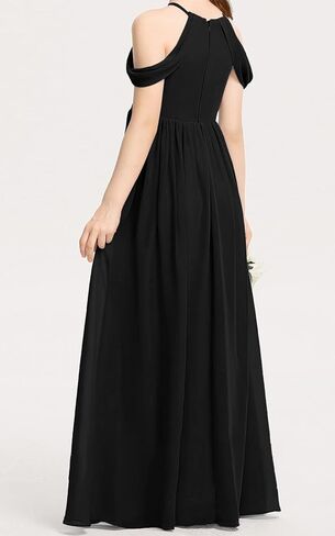 فستان Galawaqe للفتيات من الشيفون لوصيفة العروس الصغيرة بدون أكتاف طويل لحفلات الزفاف من 5 إلى 14 سنة in Kuwait