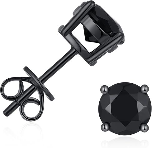 925 Sterling Silver Black Earrings for Men, Natural Black Onyx Stud Earrings for Women Hypoallergenic Perfect Jewelry Gifts in Kuwait