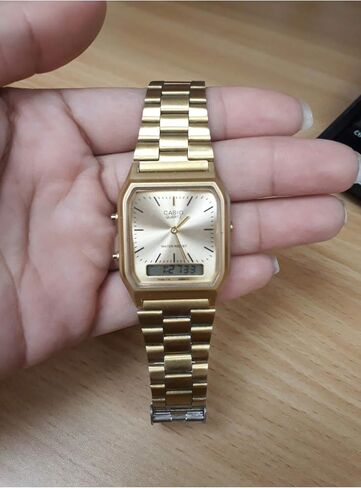 Casio AQ230GA-9D Men's Analog Digital Dual Time Gold Tone Metal Band Watch in Saudi Arabia