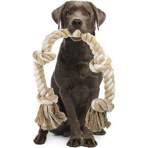 PetiFine Dog Rope Toys for Aggressive Chewers, Heavy Duty Dog Chew Rope Toys for Large Medium Dogs- 3 Feet 5 Knots Tough Interactive Dog Rope Toy for Teeth Cleaning