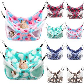 Sadnyy 10 قطع خنزير غينيا الفئران أرجوحة طبقة مزدوجة سرير النوم اللعب الحيوانات الصغيرة معلقة قفص أرجوحة دافئة لقوارض شينشيلا الزواحف الشراعية السنجاب مخبأ اللعب النوم (نمط أرنب) in Kuwait