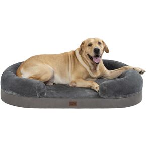 pettycare Orthopedic Dog Bed for Medium Dogs with Memory Foam, Waterproof Pet Bed Soft Sofa with Washable Removable Cover Anti-Slip Bottom, Extra Head and Neck Support Sleeper, 30" Grey in Kuwait