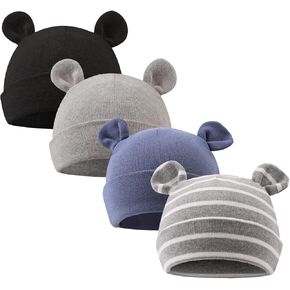 PESAAT Newborn Hospital Hat 0-12Months Preemie Boys Girls Beanie Solid Infant Baby Hats Autumn Winter