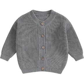 Karwuiio Toddler Baby Girl Boy Knit Cardigan Sweater Round Neck Long Sleeve Open Front Sweater Infant Fall Winter Clothes in Kuwait