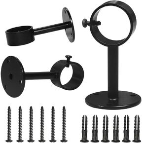 IHRDNNR Curtain Rod Brackets Heavy Duty Ceiling-Mount Rod Holders for Fits Rods up to 1 or 1.25 Inch Rods, Set of 3 (Black)