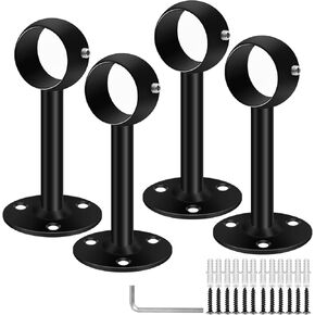 bsaocrt سقف جبل قوس قضيب الستارة، الثقيلة السنانير حامل قضيب الستارة، الفولاذ المقاوم للصدأ خزانة الستائر قضيب بين قوسين يدعم لأعمدة الستارة 1 بوصة، مجموعة من 2 أسود in Kuwait