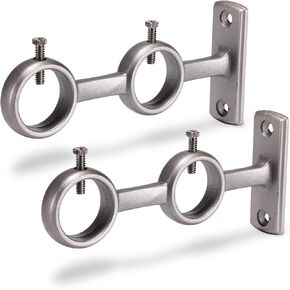 Goowin Curtain Rod Bracket, 3 pcs Double Curtain Rod Holder, Double Rod Brackets Hooks for Living Room Bedroom Curtain rods, Drapery Rods (Black)