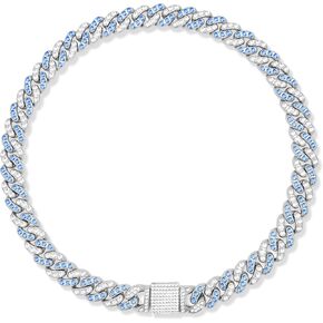 Dog Chain Silver Cuban Collars,Walking Silver Dog Metal Chain Choke Collar with Design Secure Buckle,Pet Cuban Crystal Collar Necklace Accessories for Small Medium Dogs Cats (Sliver-Pink, 10inch) in Kuwait