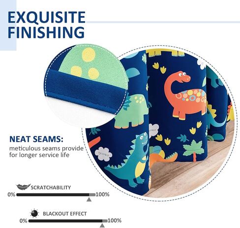 Sivio Kids Room Curtains, Grommet Top Printed Darkening Drapes for Bedroom, Nursery Living Room, Dinosaur Prints, Blue 52 x 84 Inch in Kuwait