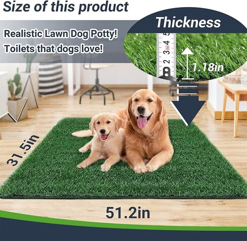 Embellbatt 51in X 31.5in العشب الاصطناعي للكلاب بول العشب منصات الكلب قعادة العشب التدريب حصيرة العشب وهمية للكلاب داخلي في الهواء الطلق حديقة الديكور سهلة التنظيف in Kuwait
