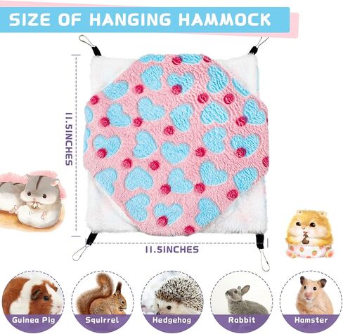 Sadnyy 10 قطع خنزير غينيا الفئران أرجوحة طبقة مزدوجة سرير النوم اللعب الحيوانات الصغيرة معلقة قفص أرجوحة دافئة لقوارض شينشيلا الزواحف الشراعية السنجاب مخبأ اللعب النوم (نمط أرنب) in Kuwait
