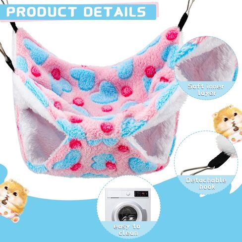 Sadnyy 10 قطع خنزير غينيا الفئران أرجوحة طبقة مزدوجة سرير النوم اللعب الحيوانات الصغيرة معلقة قفص أرجوحة دافئة لقوارض شينشيلا الزواحف الشراعية السنجاب مخبأ اللعب النوم (نمط أرنب) in Kuwait