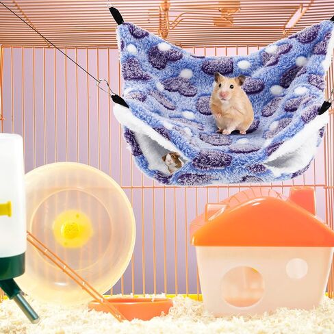 Sadnyy 10 قطع خنزير غينيا الفئران أرجوحة طبقة مزدوجة سرير النوم اللعب الحيوانات الصغيرة معلقة قفص أرجوحة دافئة لقوارض شينشيلا الزواحف الشراعية السنجاب مخبأ اللعب النوم (نمط أرنب) in Kuwait