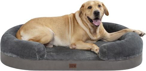pettycare Orthopedic Dog Bed for Medium Dogs with Memory Foam, Waterproof Pet Bed Soft Sofa with Washable Removable Cover Anti-Slip Bottom, Extra Head and Neck Support Sleeper, 30" Grey in Kuwait