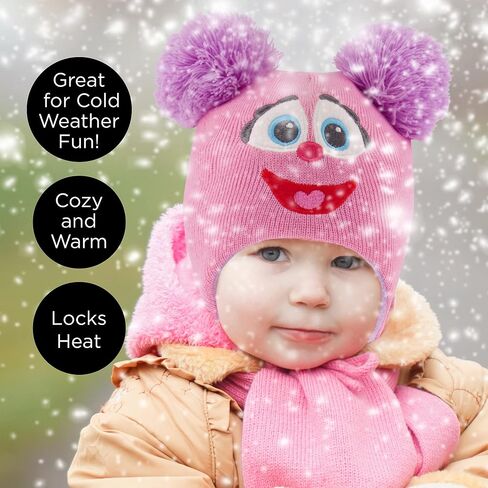 قبعة الشتاء للأطفال والبنات الصغار من سيسامي ستريت، قفازات أو قفازات للأطفال، قبعة أطفال آبي كادابي للبنات من سن 2-4 قبعة للطقس البارد in Kuwait