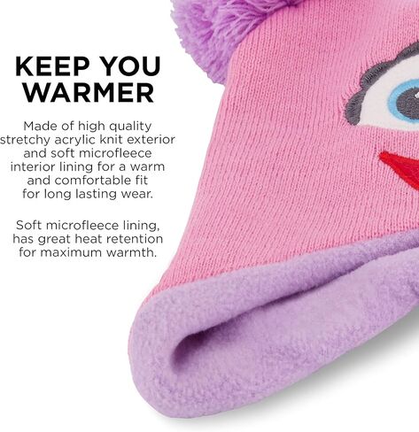 قبعة الشتاء للأطفال والبنات الصغار من سيسامي ستريت، قفازات أو قفازات للأطفال، قبعة أطفال آبي كادابي للبنات من سن 2-4 قبعة للطقس البارد in Kuwait